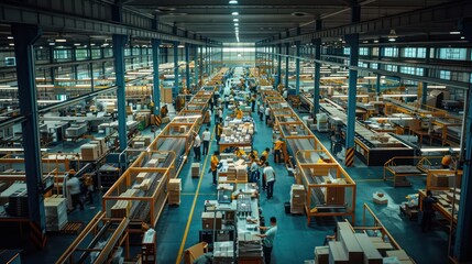 Fototapeta premium A large warehouse with many people working