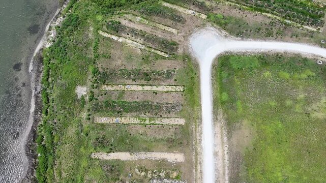 Drone shot of Archaeology dig site of native American village