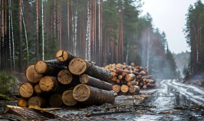 The logging industry involves cutting trees for timber used in making wood, Generative AI