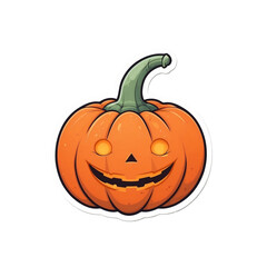 Fototapeta premium Cartoon Halloween Pumpkin With Carved Grinning Face