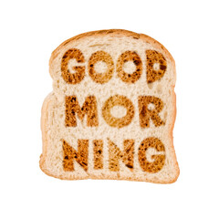 Toasted slice of bread good morning, isolated on transparent  background, png file