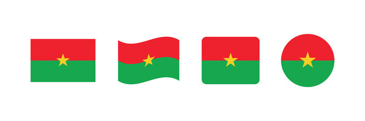 Vector Burkina Faso flag. Set of Burkina Faso Flags Collection. 
