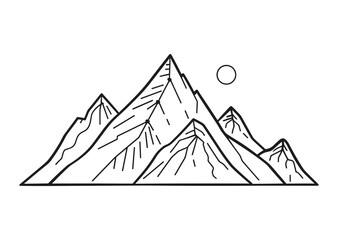Line art mountain vector icon style