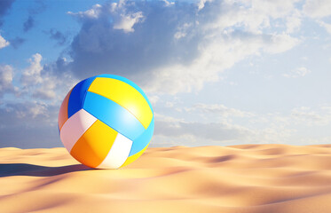 Volleyball on the sand beach. 3d-rendering