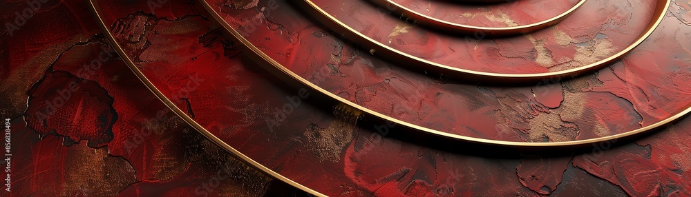 Poster abstract red and gold circular patterns create a mesmerizing, artistic design suitable for backgroun