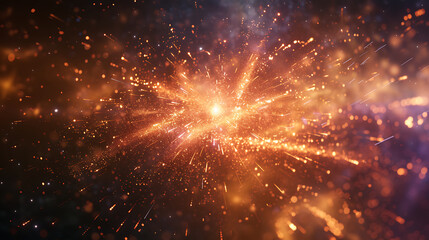 Fototapeta premium Radiant light Fireworks in the night sky background.