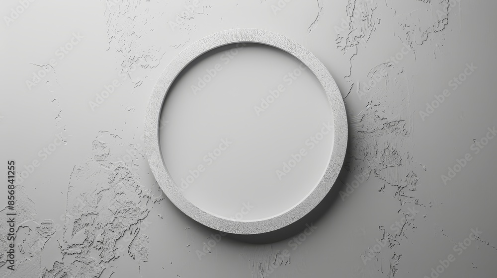 Poster white circle on a rough surface - a simple white circle is placed against a textured white backgroun