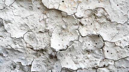 The wall is covered in cracks and holes, giving it a worn
