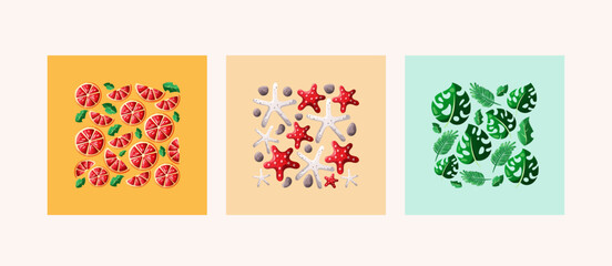 summer doodle card design set