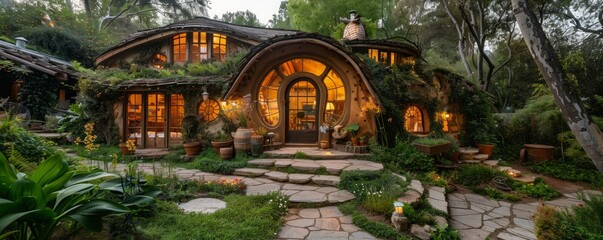 Fototapeta premium Cottage with a whimsical, fairy-tale design.