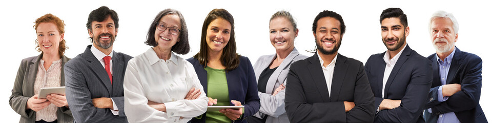 Business Team Collage von zufriedenen Gesch&auml;ftsleuten verschiedenen Alters