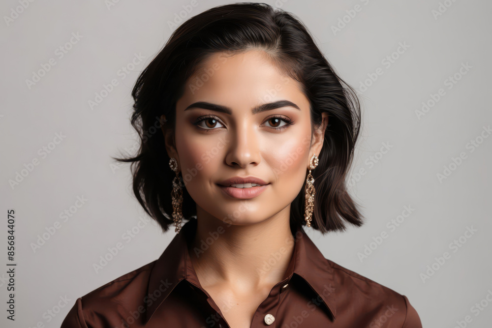 Poster cute woman portrait on white background