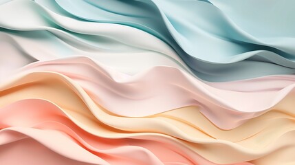 Obraz premium Soft pastel-colored silk fabric arranged in delicate waves, creating a smooth and elegant texture for backgrounds or textiles.