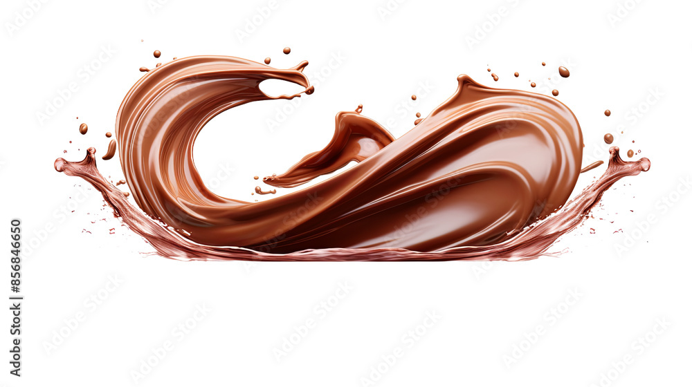 Canvas Prints deliciously twisted chocolate splash - transparent background 3d digital art top view flat lay