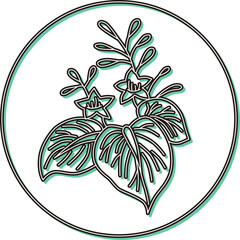 カラーシャドウの円形花札　師走　桐　12月　桐のカス