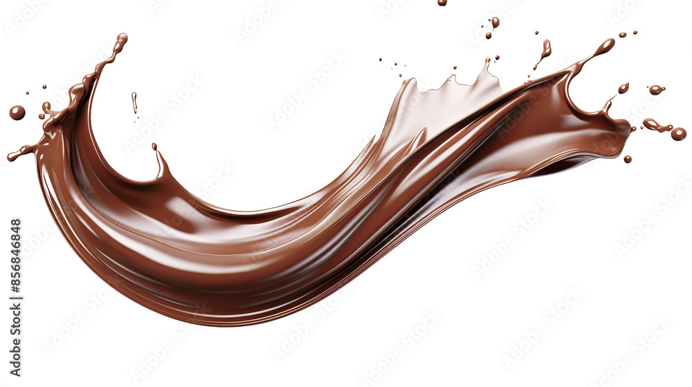 Canvas Prints tempting twisted chocolate splash - 3d digital art top view over transparent background