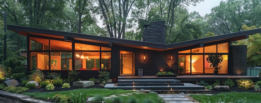 Mid-century modern house with angular design.