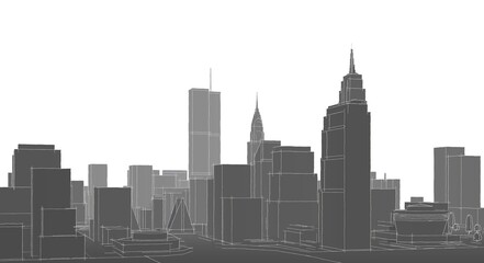 Naklejka premium modern city panorama 3d illustration