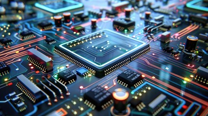 Fototapeta premium The Heart of a Digital World: A Close-Up View of a Circuit Board