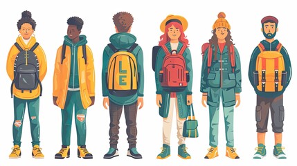 Internal and vocational education, educational tourism concept, Business coach, student group, education abroad. set flat vector modern illustration