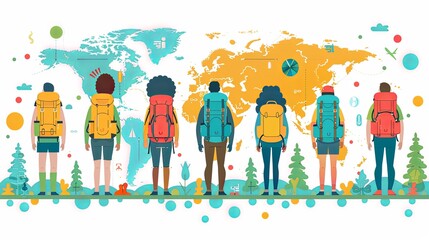 Naklejka premium Internal and vocational education, educational tourism concept, Business coach, student group, education abroad. set flat vector modern illustration