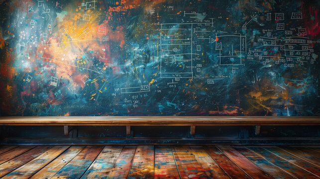 Mathematical equations on the board