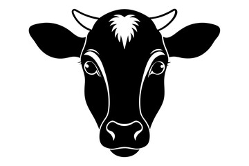 Cow head vector silhouette, Vector of cow head design, Cow silhouette design

