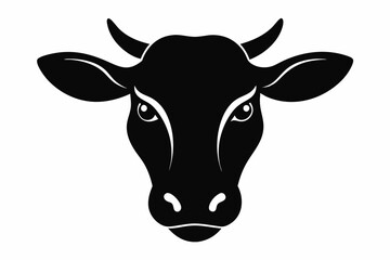 Cow head vector silhouette, Vector of cow head design, Cow silhouette design
