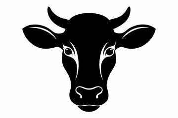 Cow head vector silhouette, Vector of cow head design, Cow silhouette design
