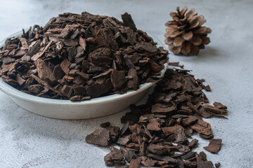 Pine chips on white background...I