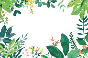 Obraz premium PNG Greeneryborder doodle colorful cute hand drawn outdoors pattern nature.