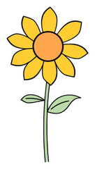 PNG Sunflower cartoon drawing sketch.