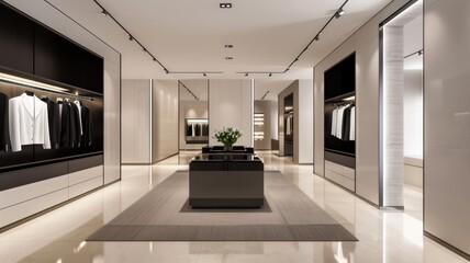 Fototapeta premium High-end fashion store interior with sleek displays and sophisticated ambiance,