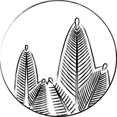 筆書き円形花札　睦月　松　1月　松のカス