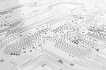 A Close-Up View of Intricate Circuitry Lines on a White Printed Circuit Board