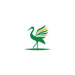 Stork Bird Logo Design Vector