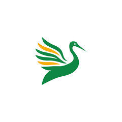 Stork Bird Logo Design Vector