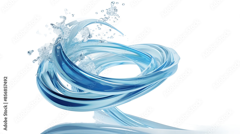Wall mural twisted water vortex splash on transparent background - top view 3d digital art
