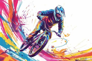 A Cyclists Dream: A Colorful and Energetic Ride Through Abstract Landscapes