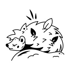 Ready to use doodle icon of a tired porcupine