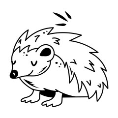 Modern doodle icon of a resting porcupine