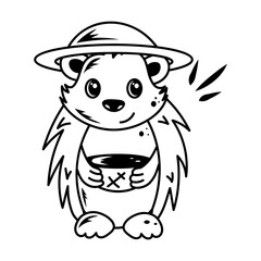Easy to edit doodle icon of hedgehog hat 