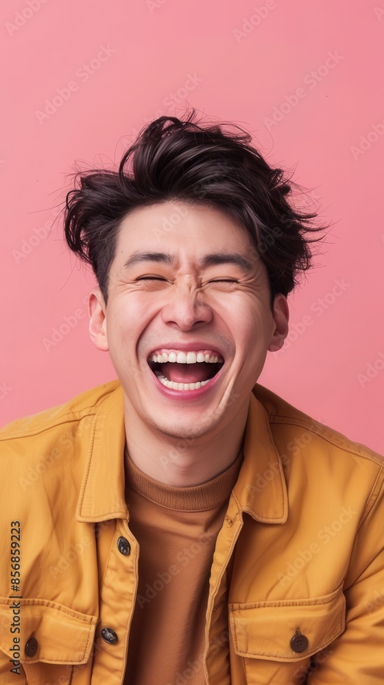 Wall mural Man laughs in a studio setting