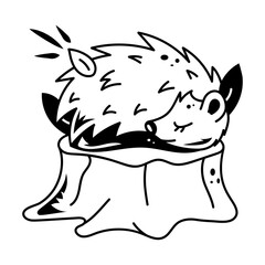 Ready to use doodle icon of a hedgehog taking rest 