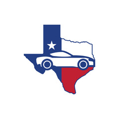 Simple and modern Texas Car Flag Logo Vector. Suitable for the transportation, automotive, repair and other industries.