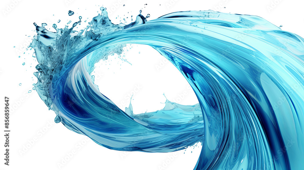 Canvas Prints dynamic water vortex spiral on transparent background - top view digital art 3d effect | flat lay sp