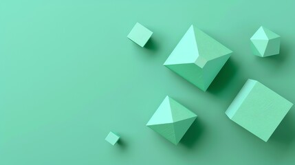 Abstract background with geometric shapes on a green background.