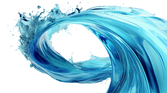 Dynamic Water Vortex Spiral on Transparent Background - Top View Digital Art 3D Effect | Flat Lay Splash Cutout Isolated Design