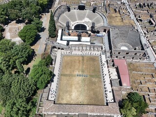 aerial view of Teatro Grand.  Pompeii. Italy