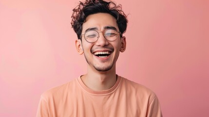 Obraz premium Happy young man laughing